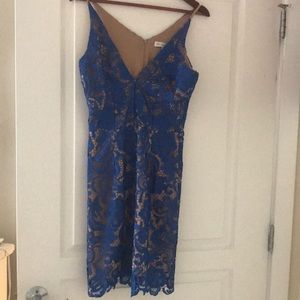 Dress the Population Blue Lace Cocktail Dress